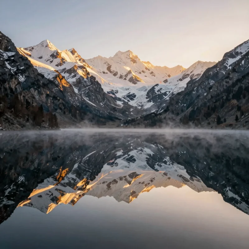 AI-generated mountain lake sunrise