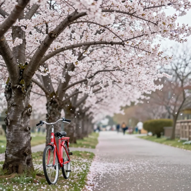 AI-generated cherry blossom path