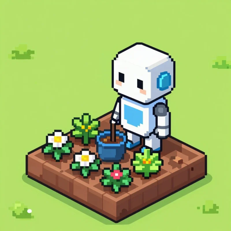 AI-generated pixel art robot