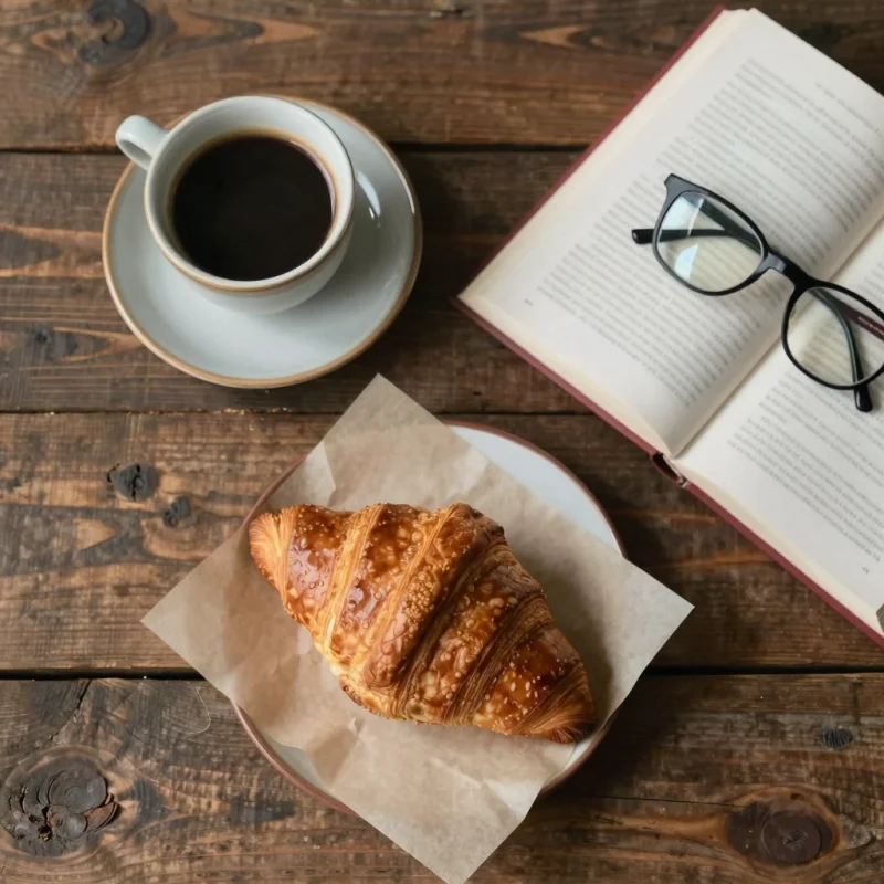 AI-generated morning coffee flat lay